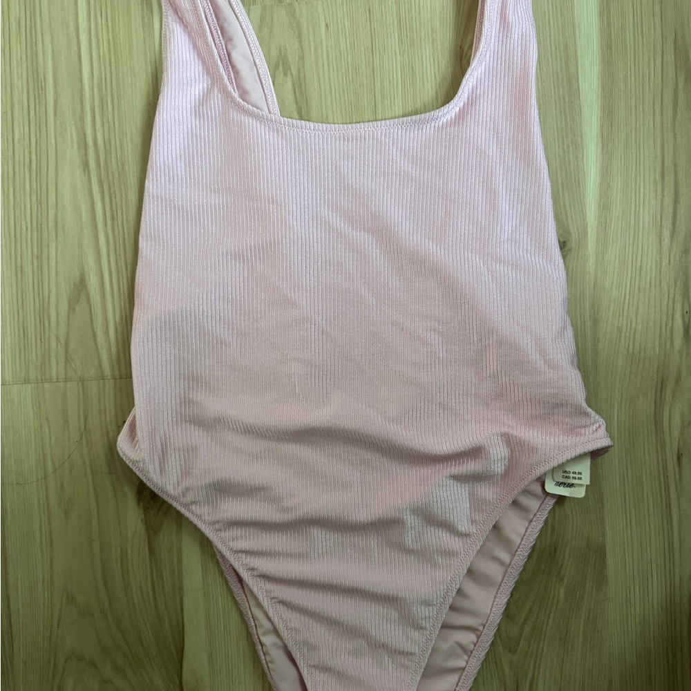 Aerie Pink One-Piece Swimwear with Scoop Neckline